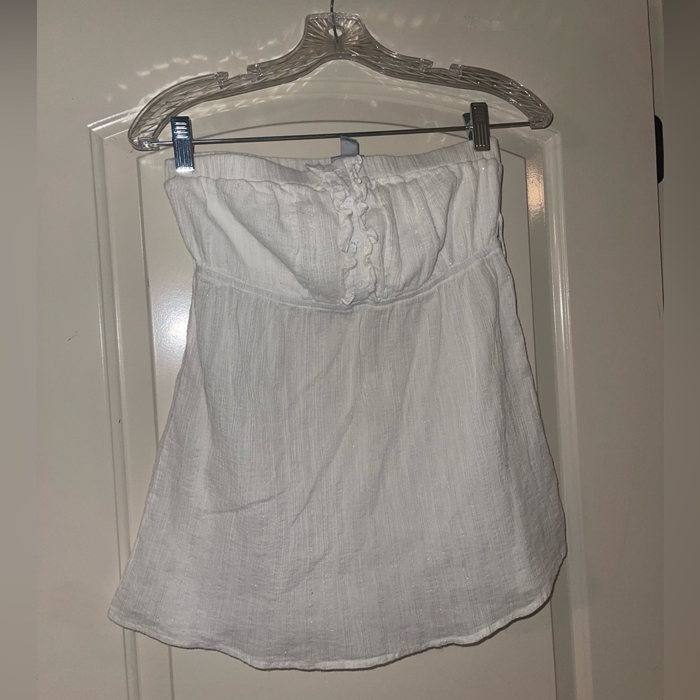 White Strapless Vanity Blouse
